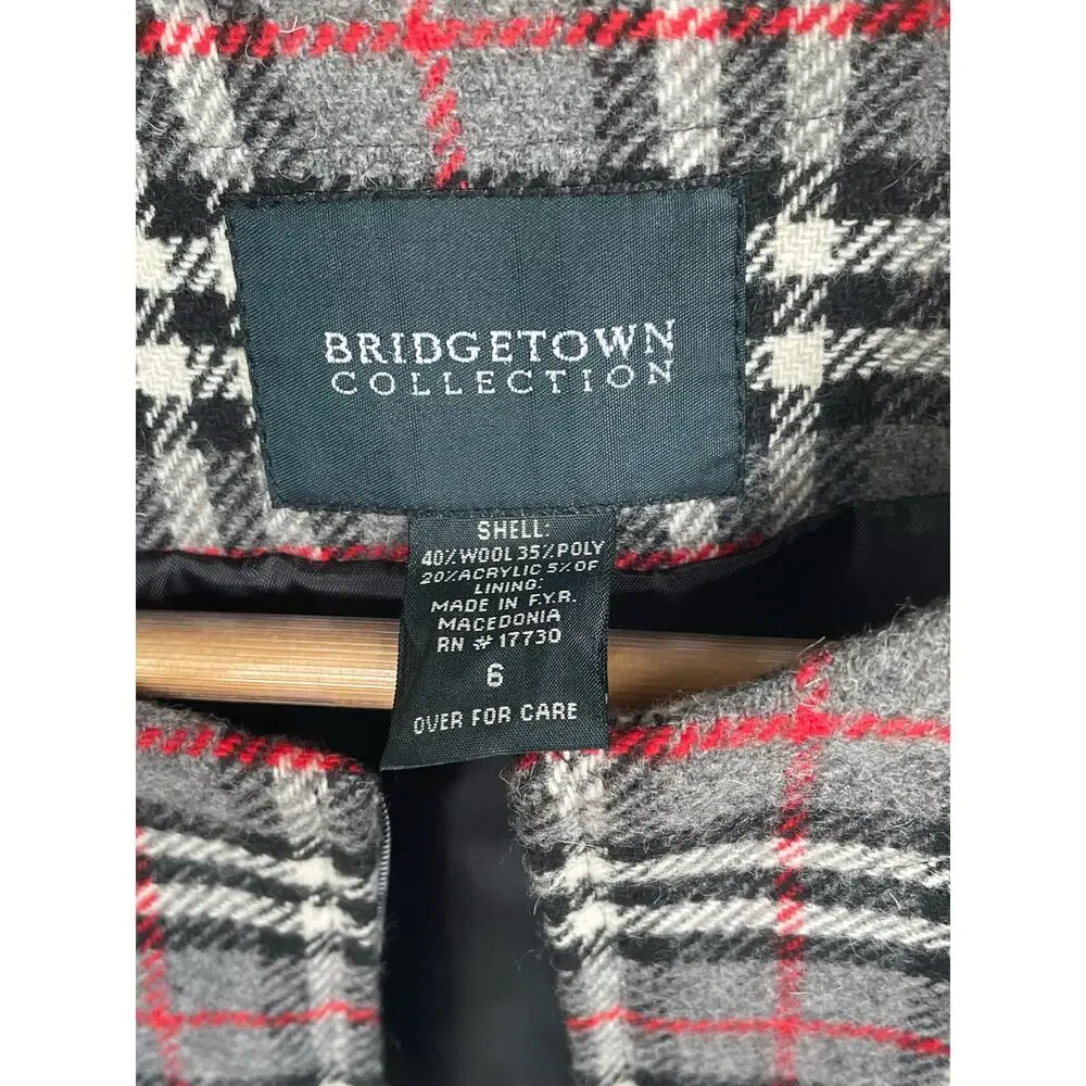 Bridgetown Collection Women's Wool Blend Plaid Full-Zip Jacket Blazer Size 6